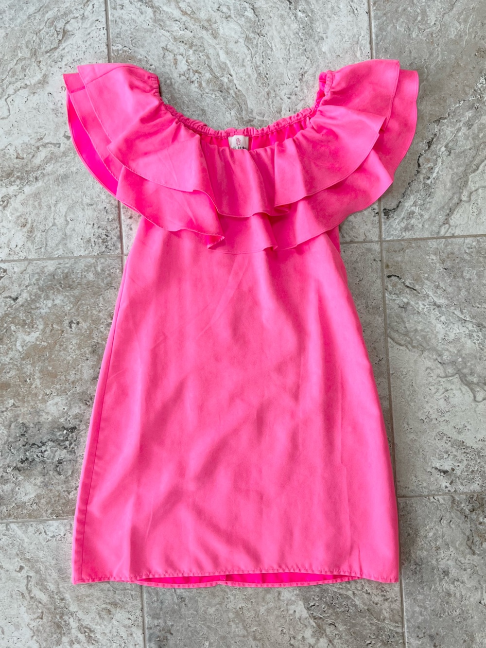 NWT Julie Brown NYC A-Line Off-Shoulder Flowy Velvet Ruffle Mini Dress Pink, 8